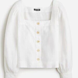 Linen Squareneck Button-up Top - J.Crew - Size L